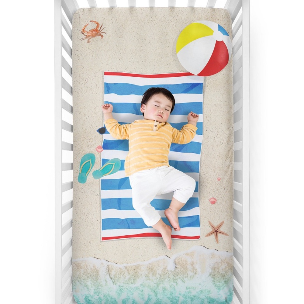 Luvsy Printed Crib Sheets "Beach Baby"